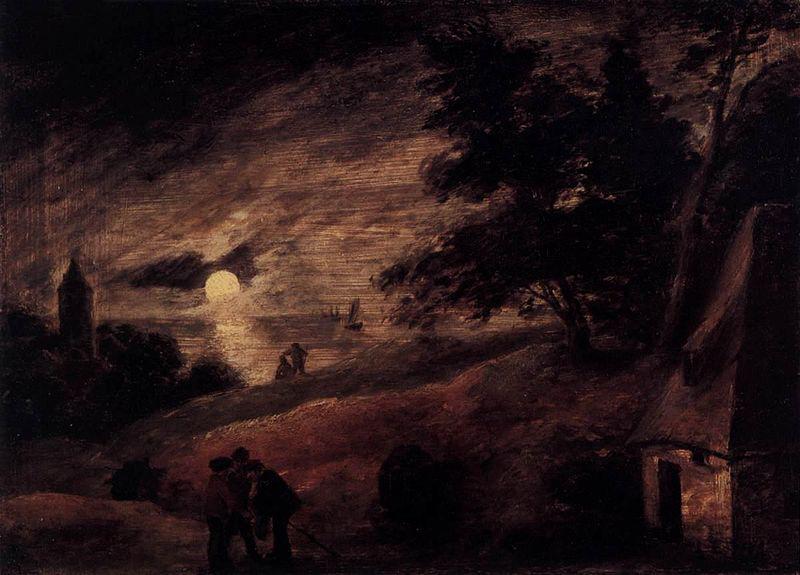 Adriaen Brouwer Dune Landscape by Moonlight oil painting picture